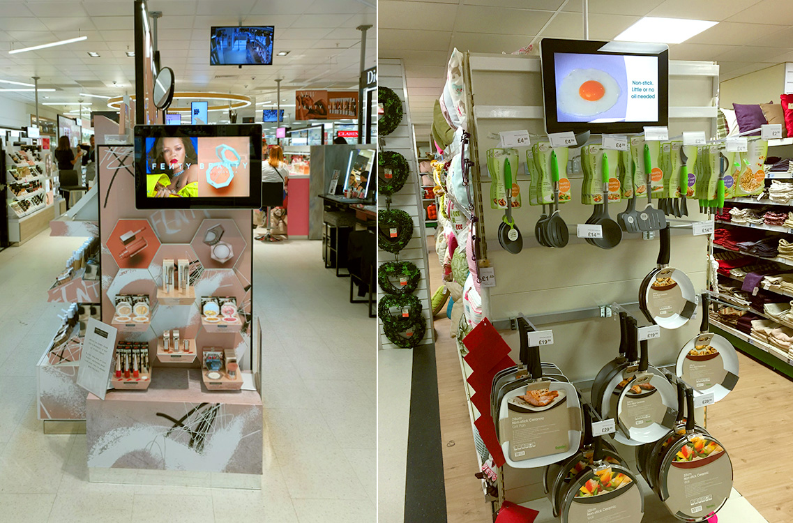 Digitalie reklamas stendi POP mobilie precu Peredviznie promo stoiki produktov Interactive retail displays 2025