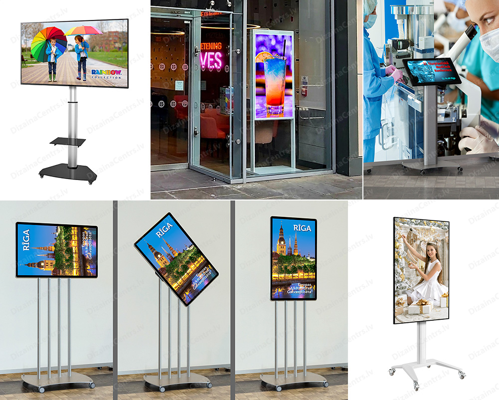 Digitalie risinajumi skarien ekrani Video monitori vitrin Video monitors TV racks 2025