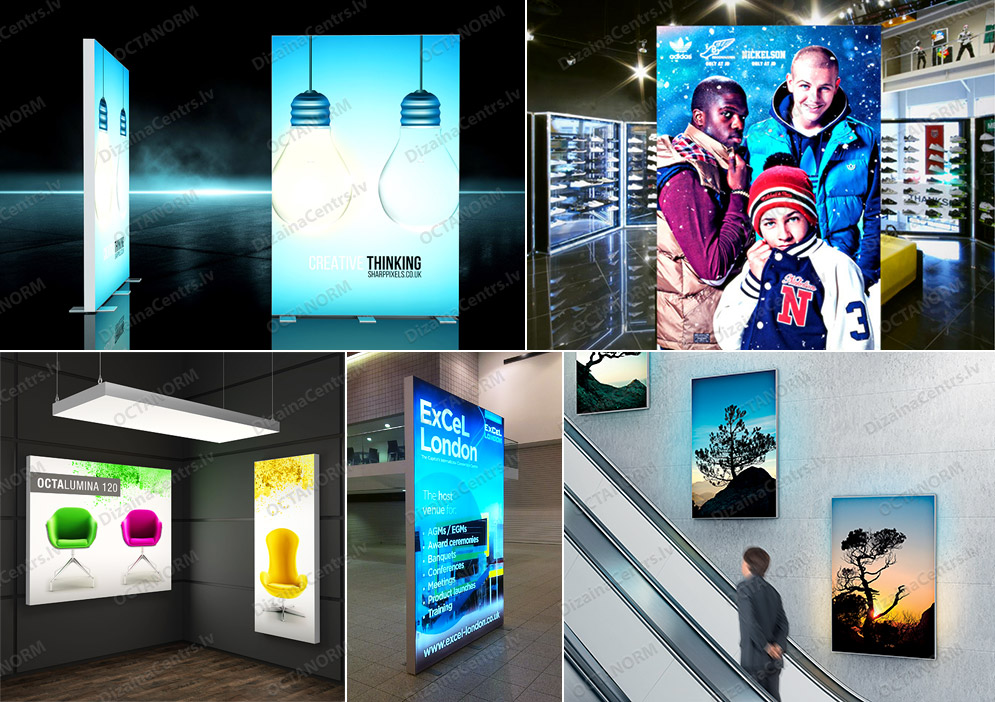Gaismas Stendi 2023 Gaismas Kastes Brivstavosi LED Gaismas Reklamas Stendi 2023