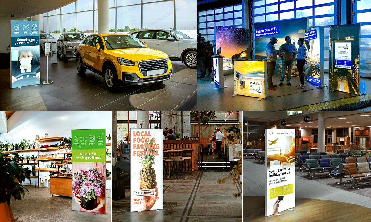 Reklamas Stendi Gaismas Mobilnie Stellazi Svetovie Promotion Lightboxes 2025