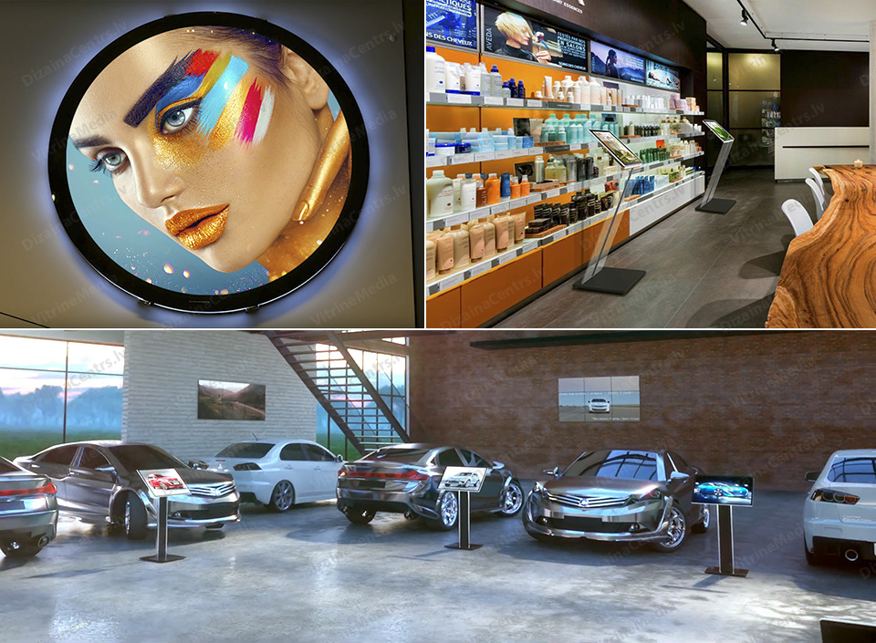 Backlit Displays 2025 Reklamas gaismas stendi diski Svetovije reklamnije stoiki LED displays round 2025