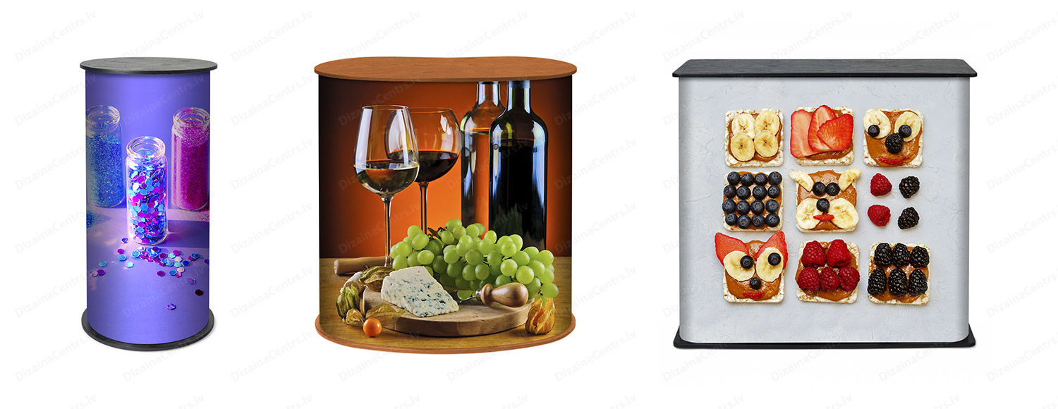 Degustāciju letes 2025 Prezentaciju degustaciju galdini saliekamas reklamas letes parnesajami podesti 2025