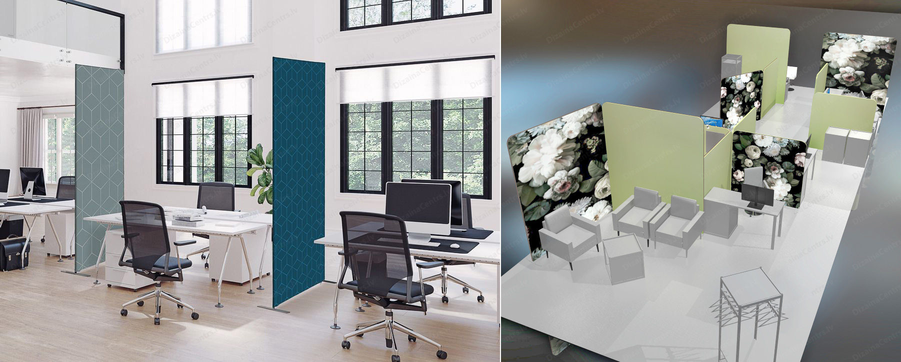 Starpsienas biroju mobilas brivstavosas apdrukajamas auduma parvietojamas 2025