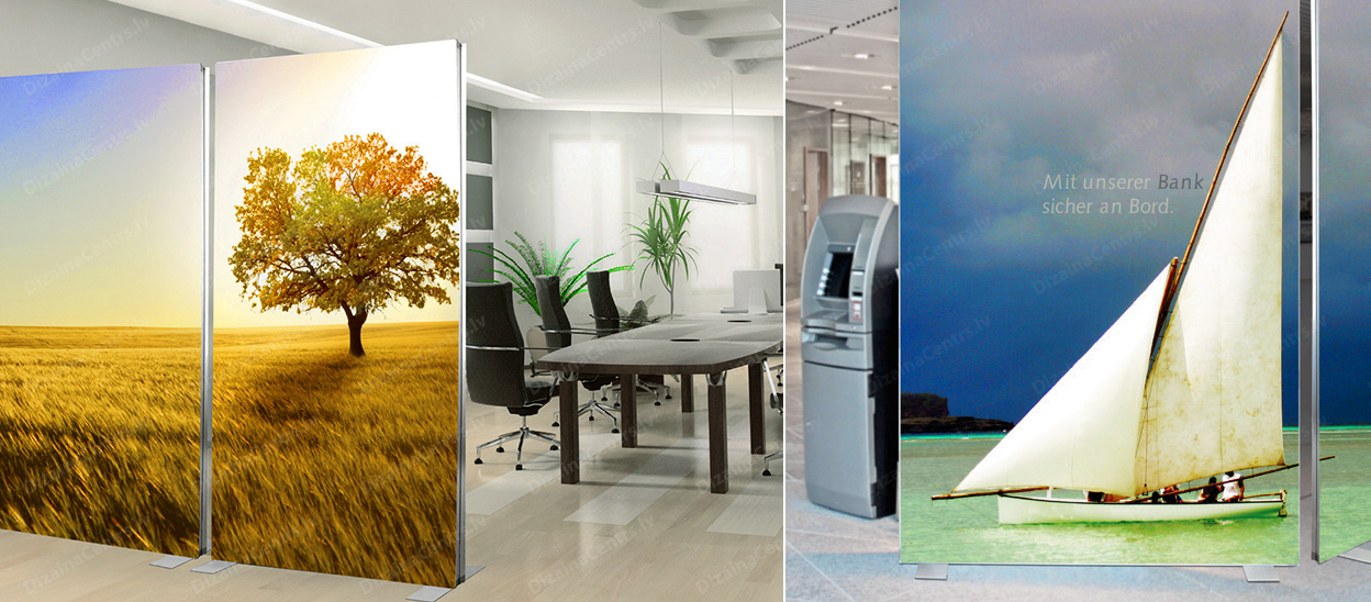 Starpsienas brivstavosas mobilas biroju savienojamas auduma apdrukajamas 2025