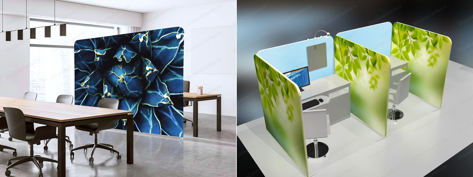 Starpsienas mobilas biroju brivstavosas auduma apdrukajamas starp galdiem 2025