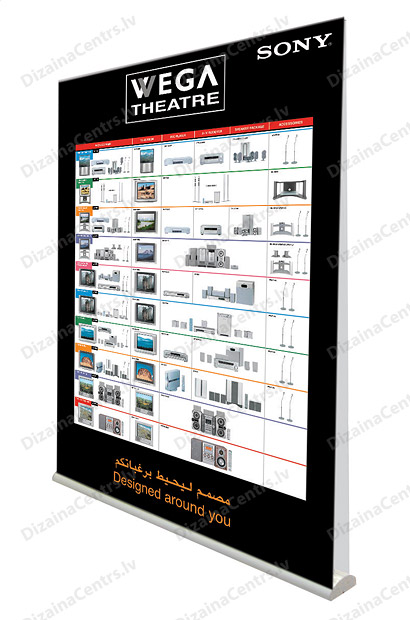 Roll Up Stendi 2025 Roll Up Stends Plakatsiena 2x2,4m Lielformata attels 2025
