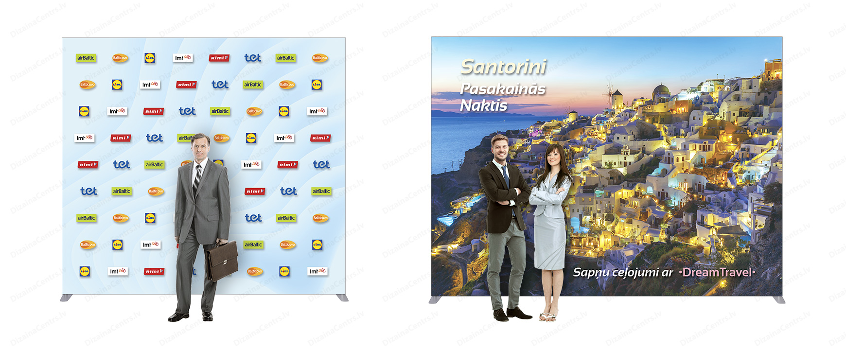 Reklāmas stendi 2025 Preses foto sienas logotipu stendi mobili saliekami SEG tekstila apdruka 2025